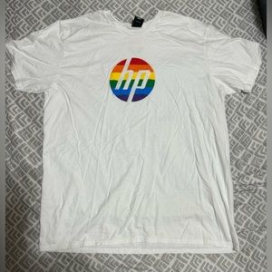 HP (Hewlett-Packard) Rainbow Stripped logo white T-size 2xl